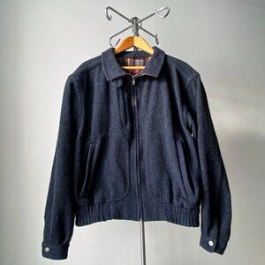 ❄️ 90s Vintage Dark Blue Wool Zip-Up Bomber Jacket by Woolrich